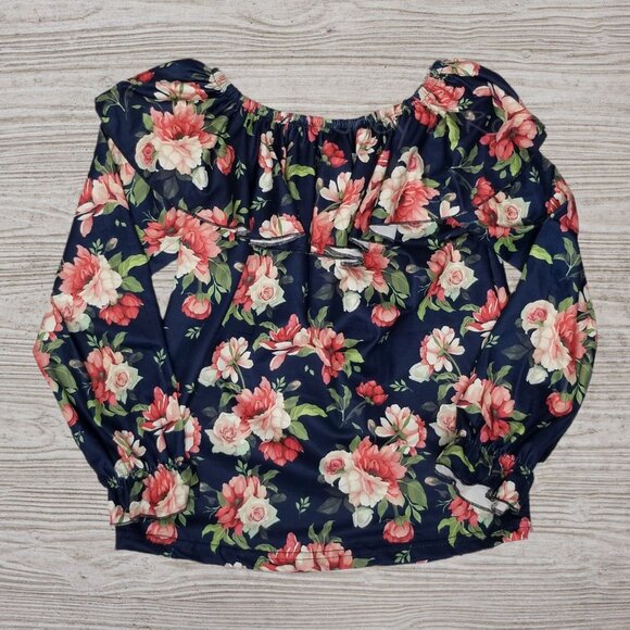 Girls Size 6 Floral Top Chambray Jogger Pants Outfit Set - Picture 2 of 5